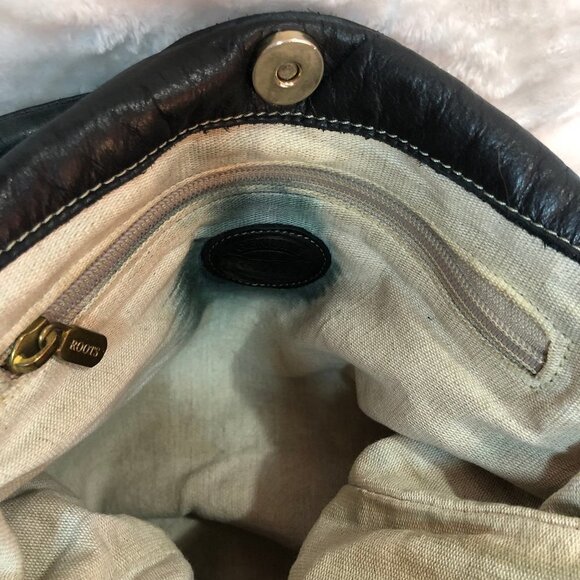 Genuine Roots Black Leather Bucket Crossbody Shoulder Bag Purse - Picture 12 of 16